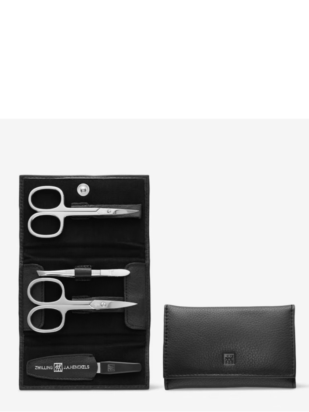 Zwilling Classic 4-PC Manicure Set Scissors Tweezers Nail File Leather Case New